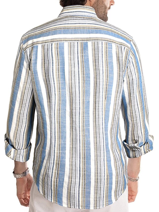 Striped Button Shirt Casual Shirts Men's Up