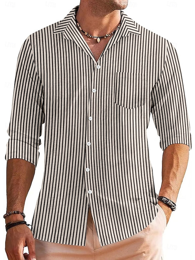 Summer Beach Shirt Casual Up Button Men's