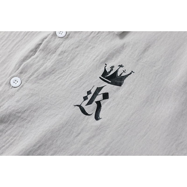 Shirt Men's White Linen Cotton Casual