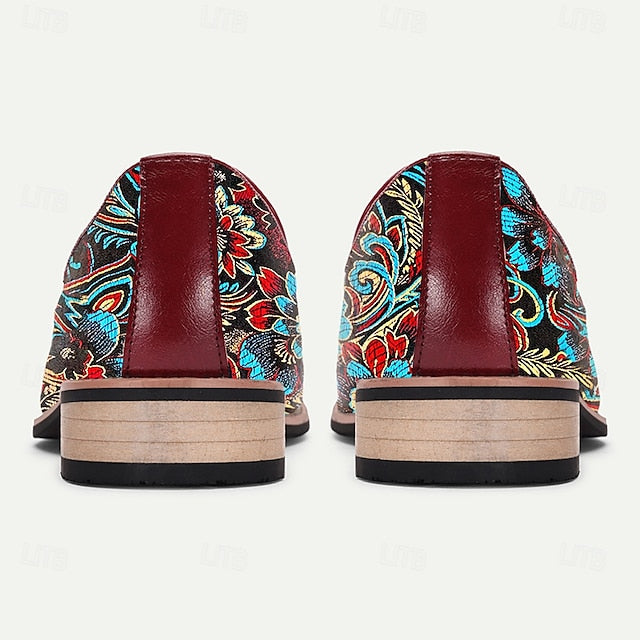 Men's - Slip-On Elegant Loafers Floral Embroidered Jacquard