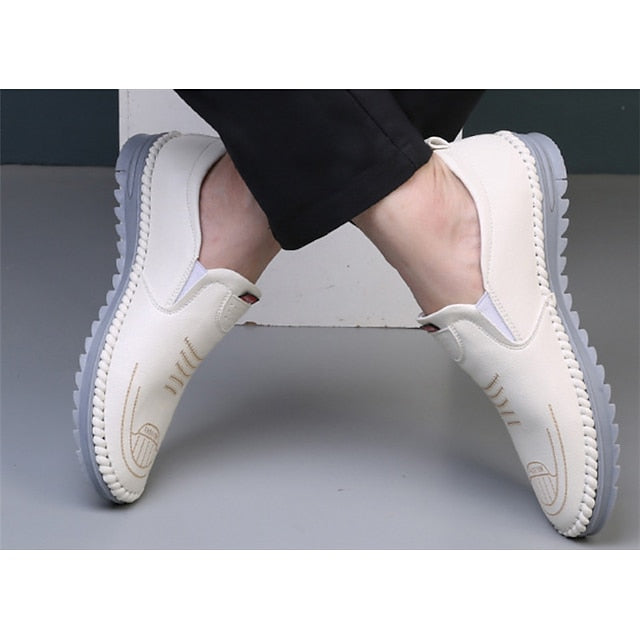 Lightweight Men's Slip-On – White Loafers Breathable
