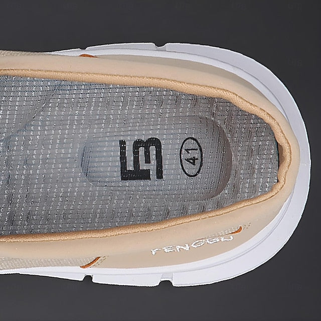 Men's Lightweight Khaki Canvas Slip-On Flexible Loafers