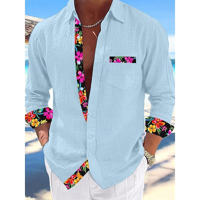 Beach Wear Shirt Men's Summer Linen Up Button