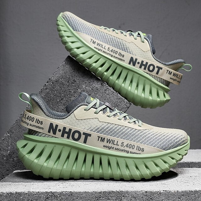 Beige Green and with Light Sneakers Running Men's