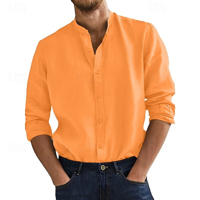 Shirt Men's Collar Beach Summer Wear Band