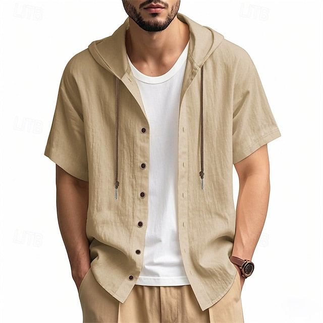 Cotton White Shirt Casual Men's Up Button