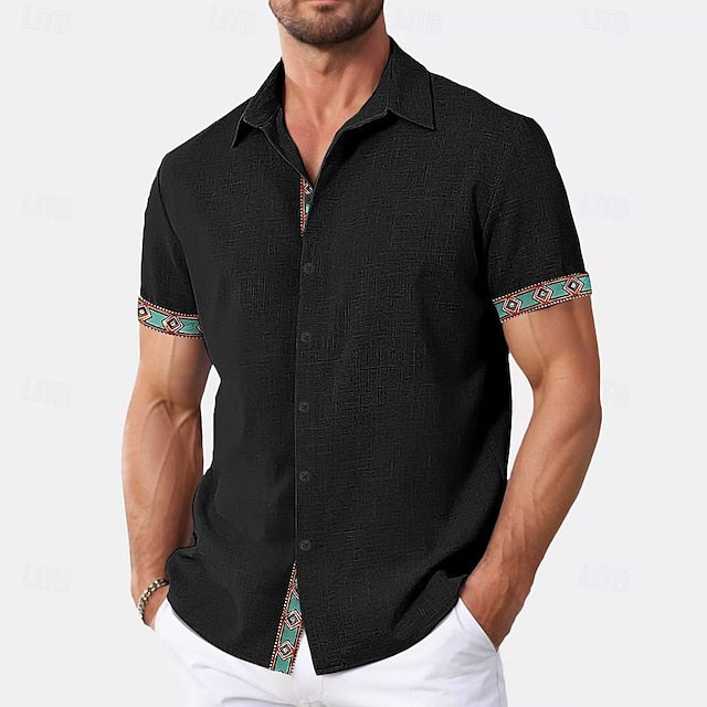 Men's Shirt Summer Wear Plain Beach Linen