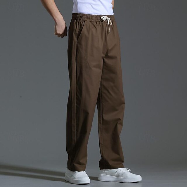 Drawstring Pocket Trousers Pants Casual Men's Waist Elastic