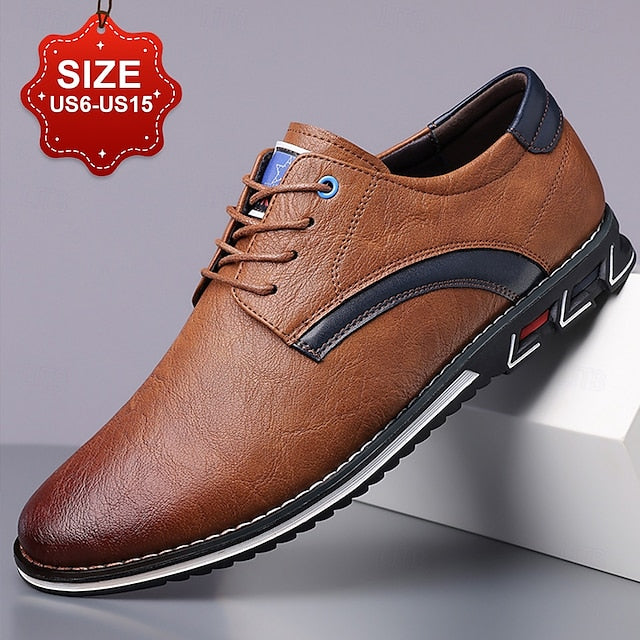 Shoes Everyday Men's Casual – Brown Lace-Up Comfortable
