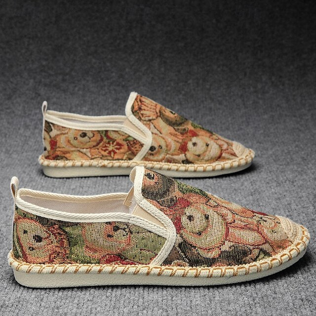 Shoes with Print Canvas Men's Animal Espadrille Slip-On