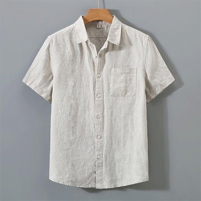 Shirt Casual Cotton Men's Linen