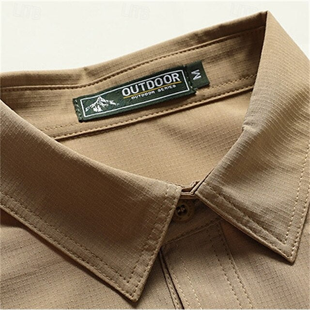 Button Men's Cargo Summer Up Shirt Casual