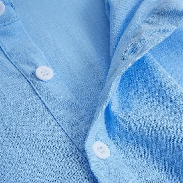 Plain Beach Wear Summer Linen Men's Shirt