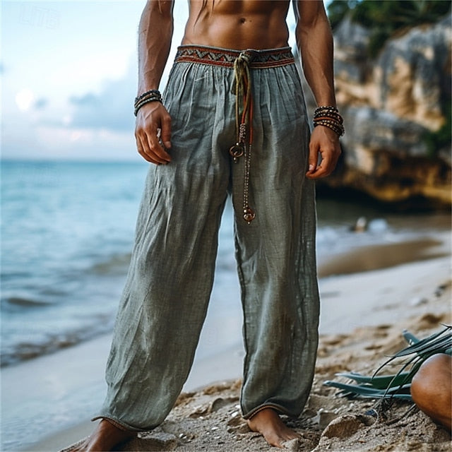 Pants Trousers Pants Summer Beach Linen Men's Pants