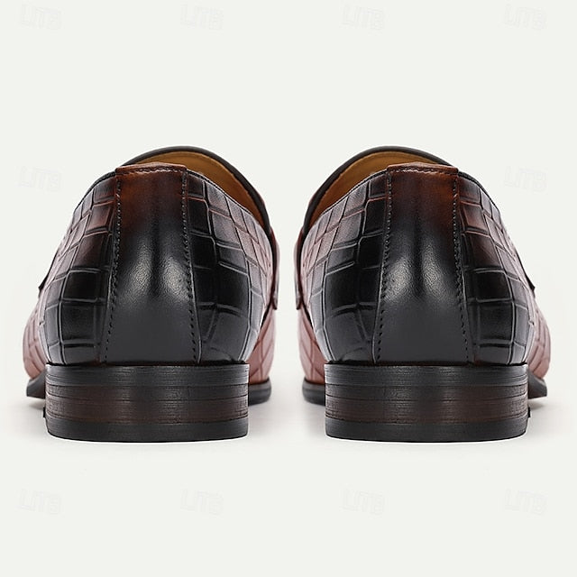 - Men's Crocodile Loafers Pattern Leather Cowhide Premium