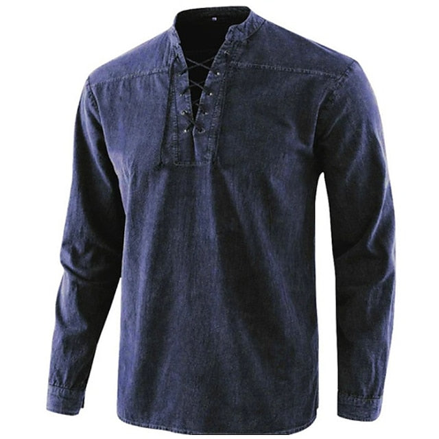 Collar Summer Band Men's Light Black Shirt