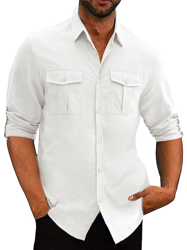 Shirt Button Up Casual Beach Men's Summer
