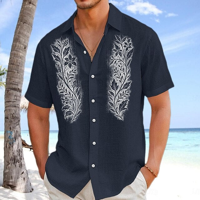 Shirt Wear Men's Summer Beach Up Button Linen