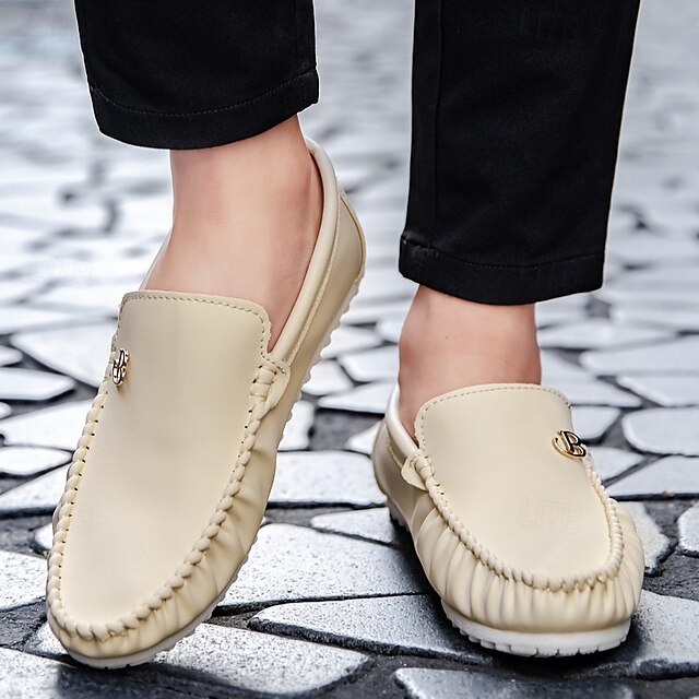 Men's Moccasins Red and Logo Design Elasticized with