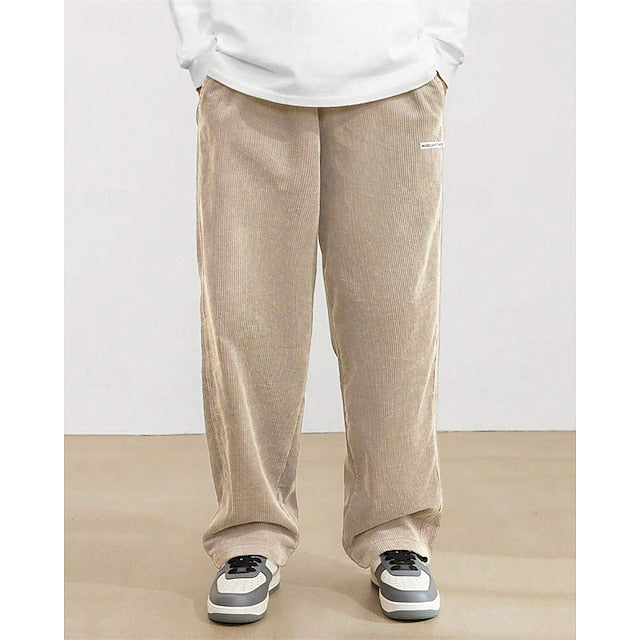 Trousers Pants Straight Leg Men's Corduroy Athletic