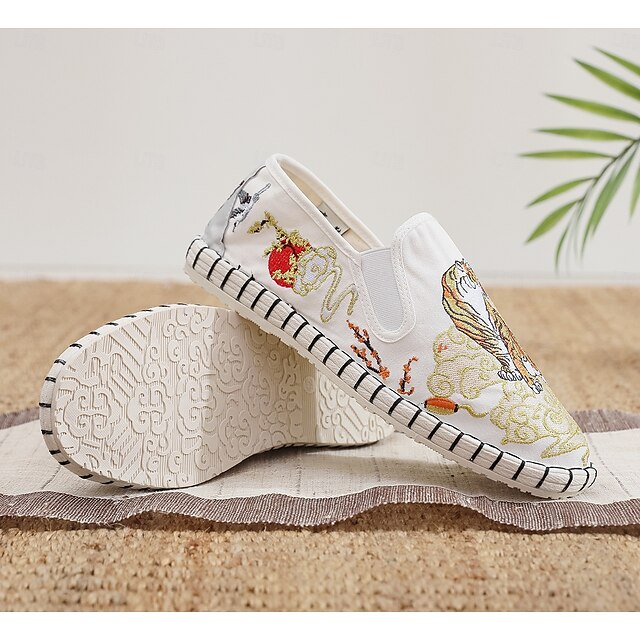 White Espadrille Men's Shoes Slip-On Artistic with