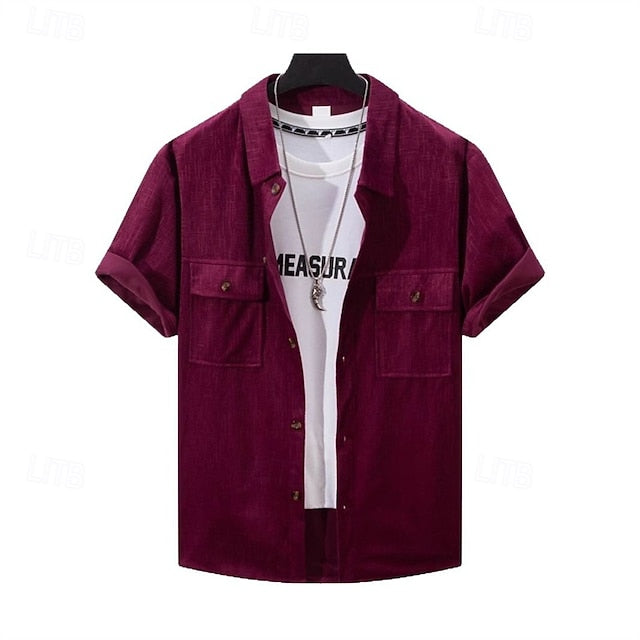 Beach Shirt Summer Casual Men's Corduroy