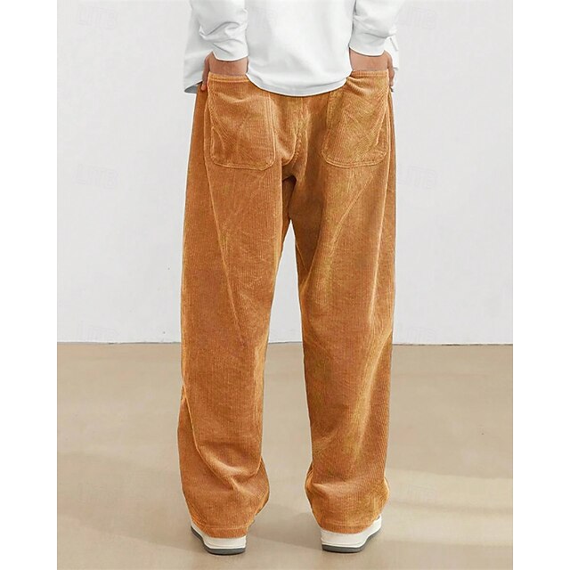 Trousers Pants Straight Leg Men's Corduroy Athletic