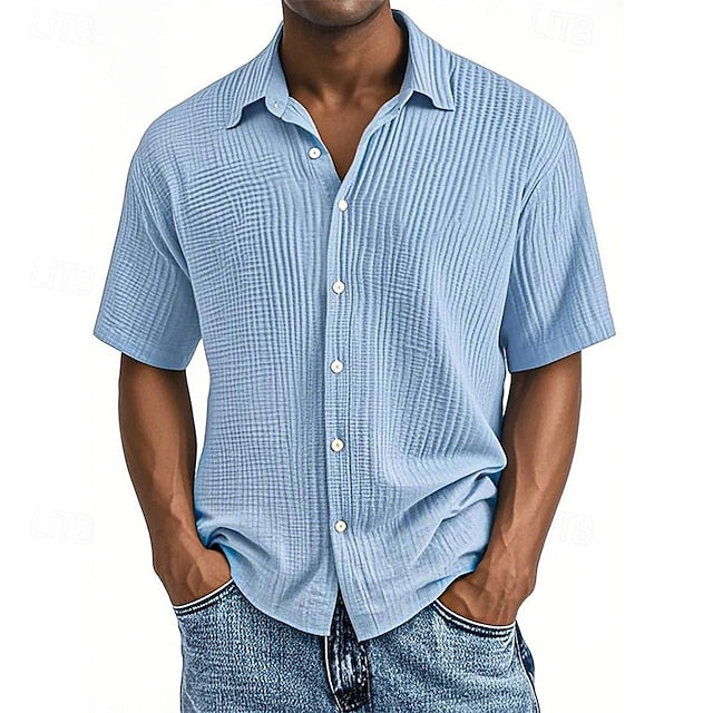 Up Shirt Beach Men's Summer Button Casual