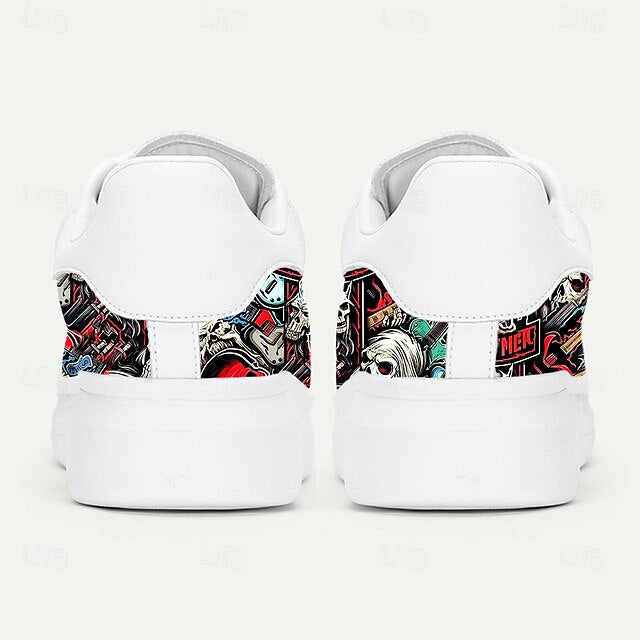 Men's and Skull White Horror with Sneakers Graphic Red