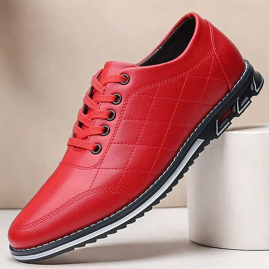 Lace-Up Sneakers Quilted Leather - Stylish Blue Men's Faux