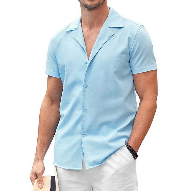 Summer Men's Popover Shirt Beach Plain