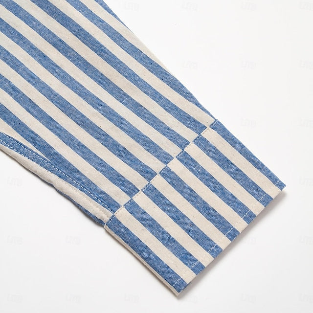Summer 100% Casual Cotton Shirt Up Button Men's