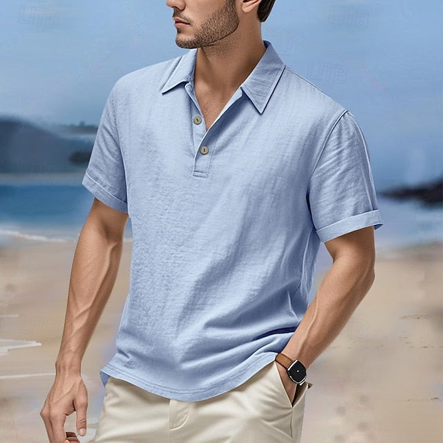 Linen Men's Beach Shirt Popover Summer