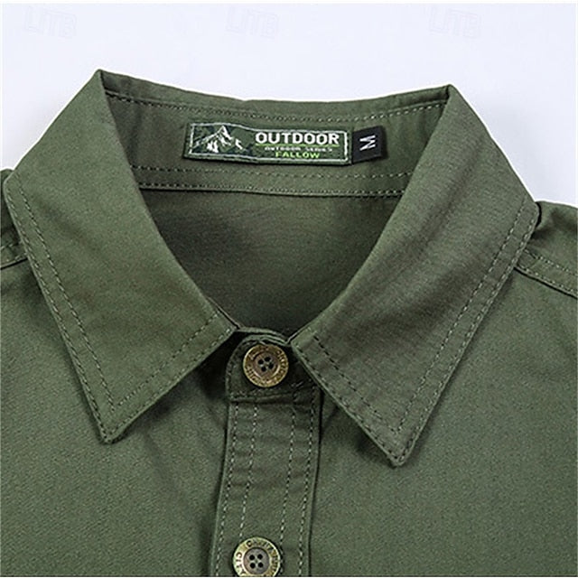 Button Up Cargo Summer Shirt Men's Casual