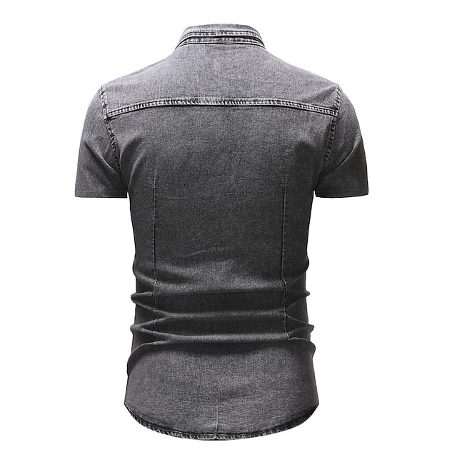 Button Shirt Chambray Summer Men's Jeans