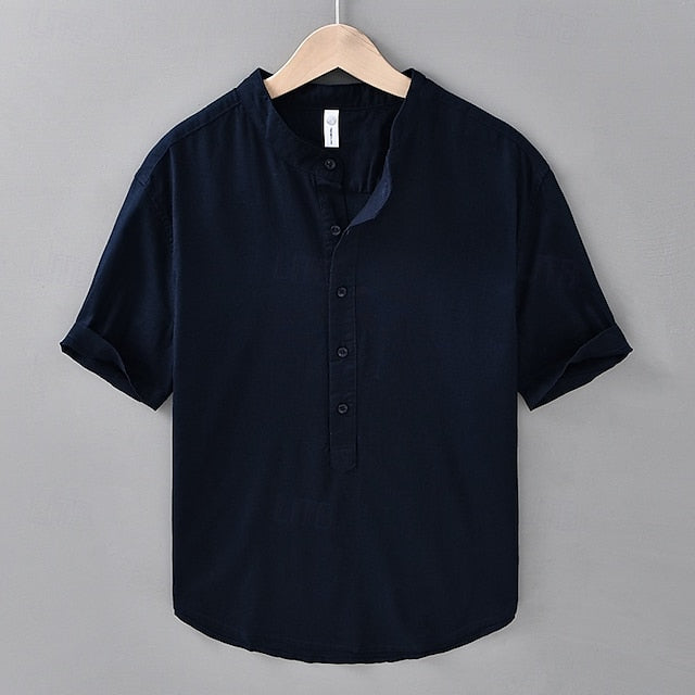 Popover Shirt Cotton Linen Casual Men's