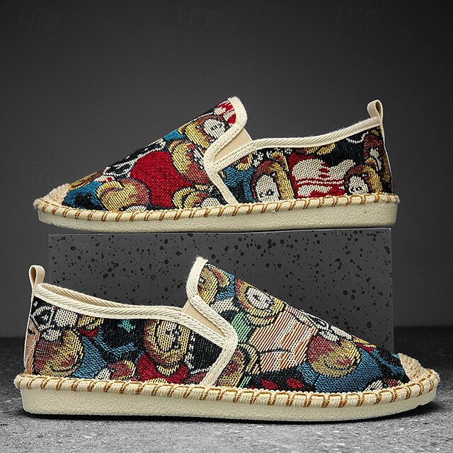 Shoes with Print Canvas Men's Animal Espadrille Slip-On
