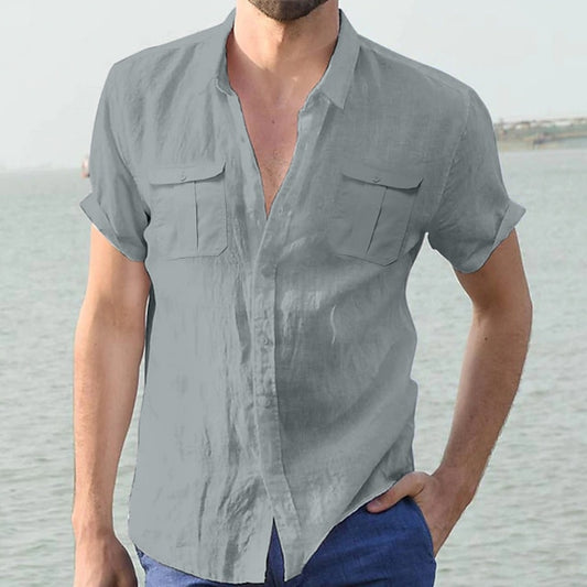 Vacation Shirt Color Men's Solid Beach Summer