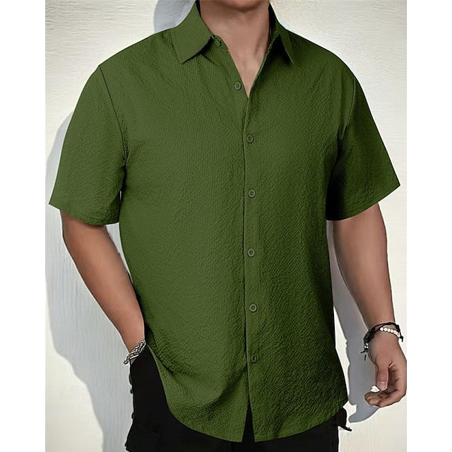 Button Casual Up Beach Shirt Summer Men's
