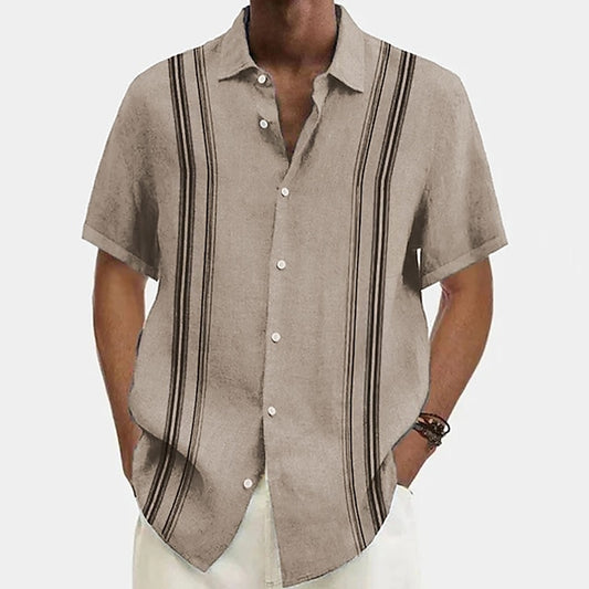 Shirt Men's Summer Beach Casual Stripes