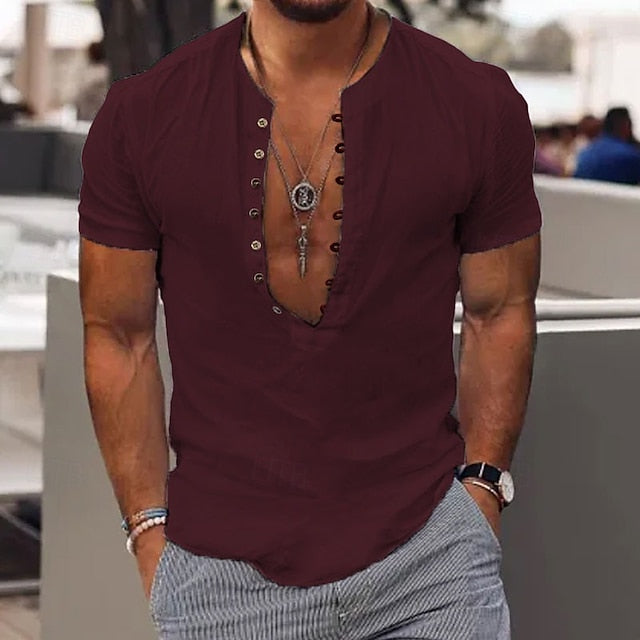 Shirt Wear Men's Beach Popover Summer Casual