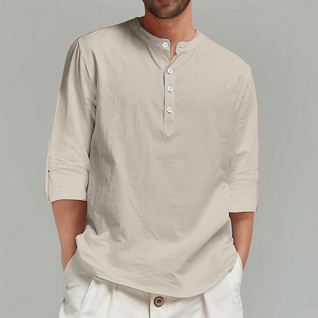 Linen Beach Men's Solid Summer Shirt