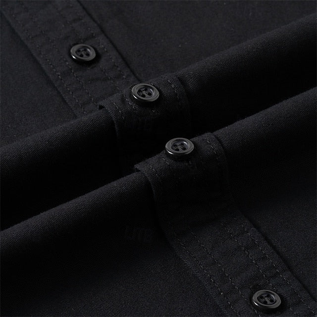 Up Button Summer Men's Black Shirt Casual