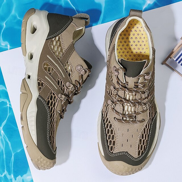 Outdoor Trail Running Sneakers Hiking Men's Durable - Khaki