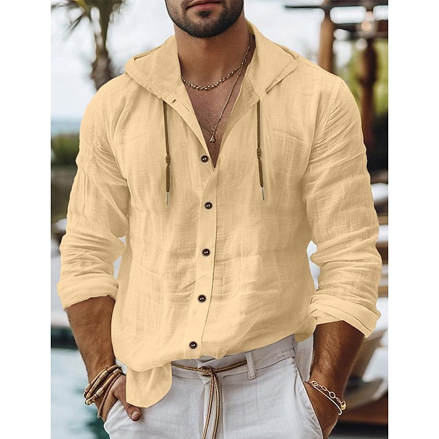 Wear Summer Up Beach Button Linen Men's Shirt