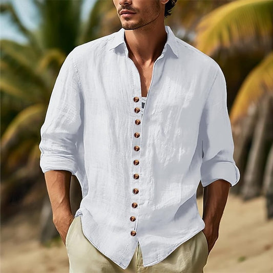 Button Up Plain Men's Casual Cotton Shirt