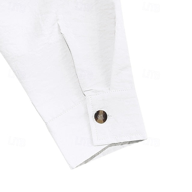 Button Men's Up Summer Linen Shirt Wear Beach