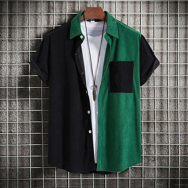 Shirt Summer Casual Beach Men's Up Button