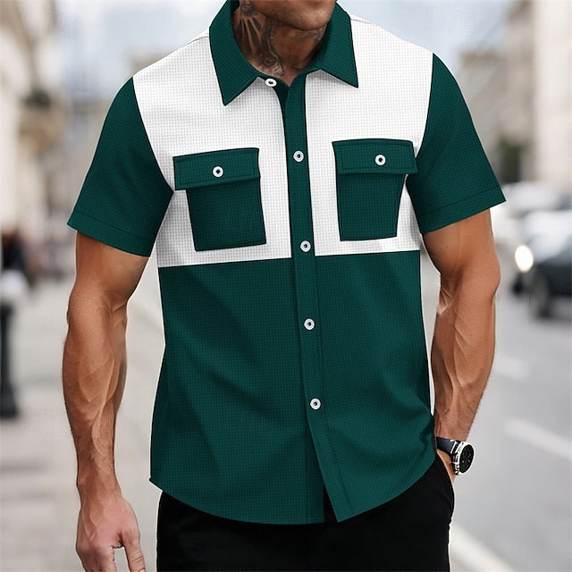 Button Beach Summer Shirt Up Casual Men's