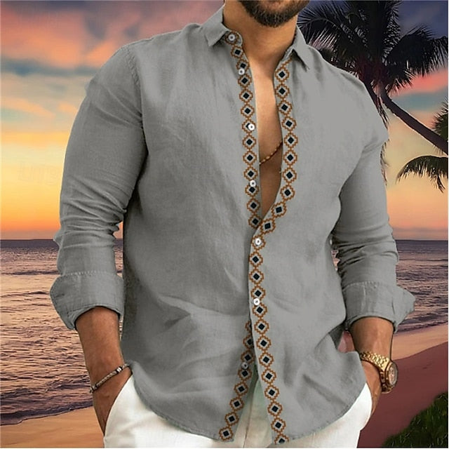 Shirt Beach Casual Summer Up Button Men's